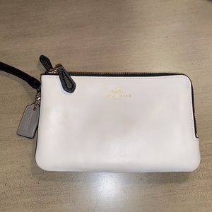 COACH Double Corner Zip leather & PVC wristlet 57585